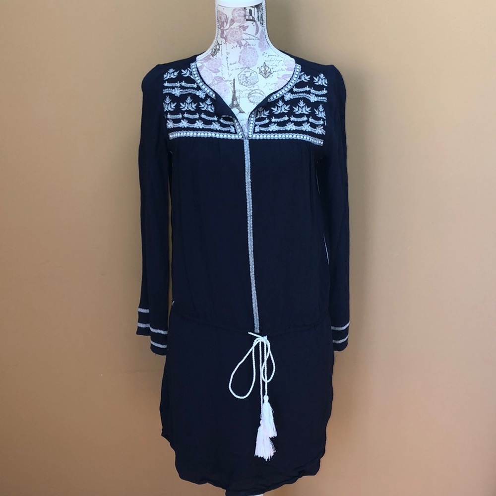 Gap drop waist long sleeve gauze Navy dress Small